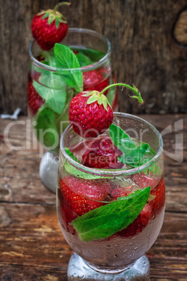 glass of refreshing strawberry cocktail