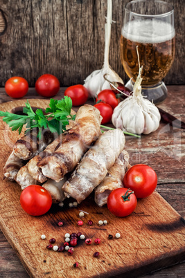 grilled Turkey sausages with beer