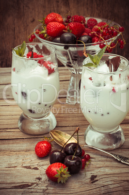 ice cream with fresh fruit