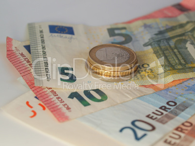 Euro coins and notes