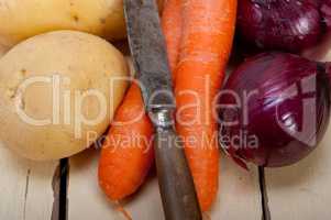 basic vegetable ingredients carrot potato onion