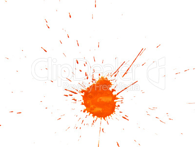 Orange  watercolor stain on a white background