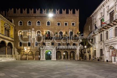 Nigtview of Piazza dei Signori in Verona