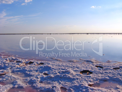 landscape with salty sea in Sivash