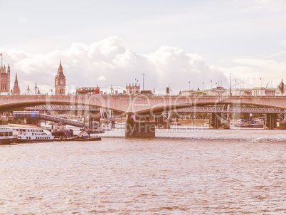 River Thames in London vintage