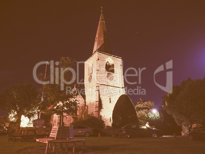 St Mary Magdalene church in Tanworth in Arden at night vintage