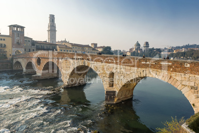 Ponte Pietra in the old town of Verona
