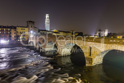 Ponte Pietra in the old town of Verona