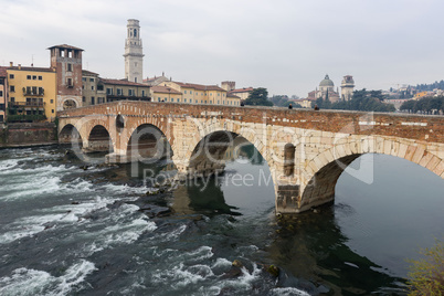 Ponte Pietra in the old town of Verona