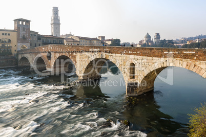 Ponte Pietra in the old town of Verona