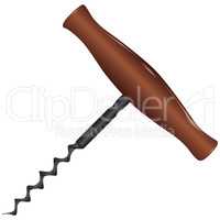 Classic wine corkscrew with wooden handle