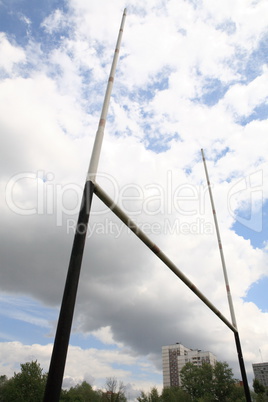 Rugby gate on sky background