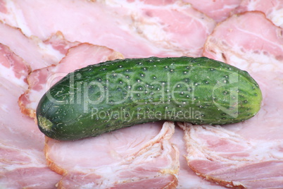 cucumber on ham meat