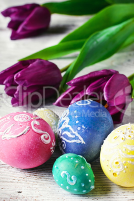 Easter composition with flowers