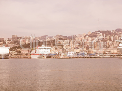 View of Genoa Italy from the sea vintage