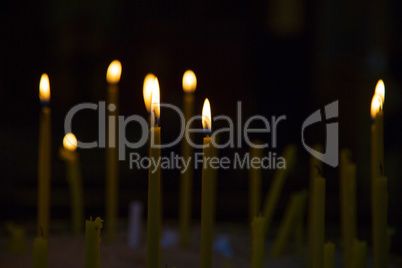 Lighted candles in church