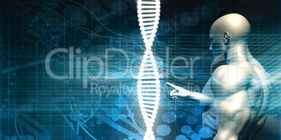 Scientist Analysing DNA Helix Strand