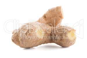 Ginger root on white