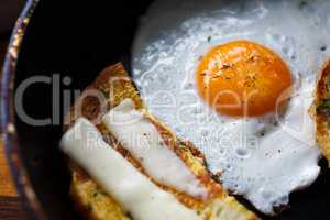 fried egg and bread with cheese