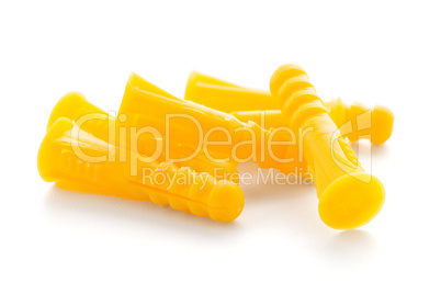 Yellow plastic dowels