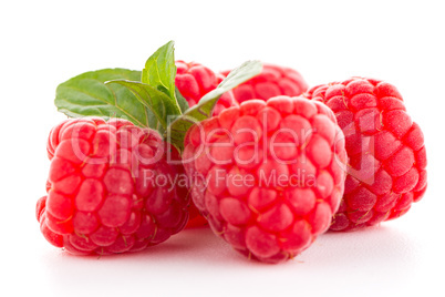 Raspberries with leaves