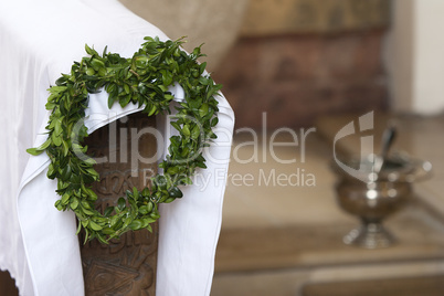 Laurel wreath for decoration in church