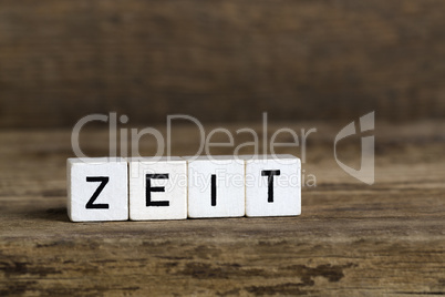 The german word time written in cubes