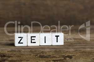 The german word time written in cubes