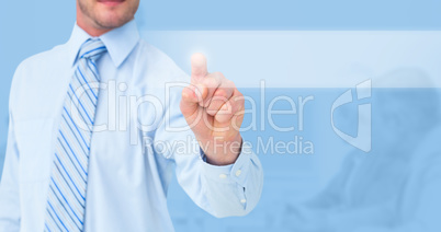 Composite image of businessman in shirt pointing with his finger