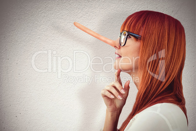 Composite image of attractive hipster woman looking at sticky no