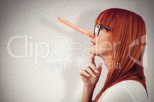 Composite image of attractive hipster woman looking at sticky no