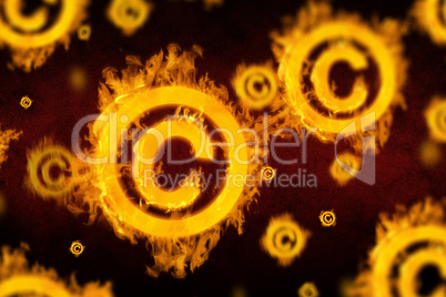 Composite image of several copywrite in fire