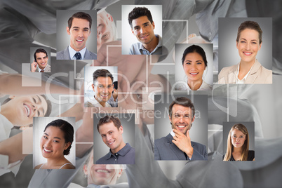 Composite image of business team standing hands together