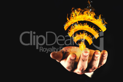 Composite image of close up view of businessman hand