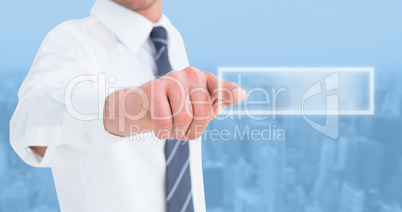 Composite image of businessman in shirt presenting at camera