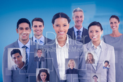 Composite image of young business people in office