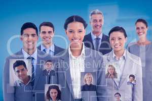 Composite image of young business people in office