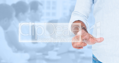 Composite image of man pointing something with his finger