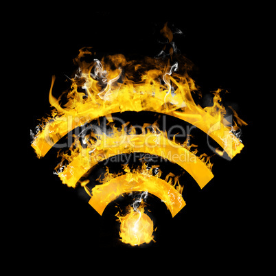 Composite image of wifi sign on fire