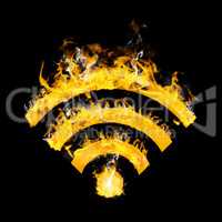 Composite image of wifi sign on fire