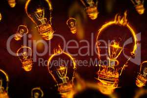 Composite image of bulb on fire on white background