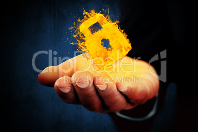 Composite image of mid section of a businessman with hands out