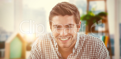 Composite image of smiling casual business man