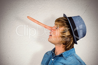 Composite image of side view of surprised hipster man