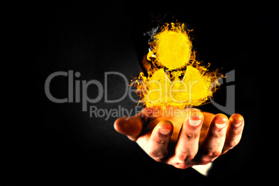 Composite image of close up view of businessman hand