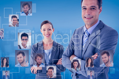 Composite image of business colleagues smiling at camera