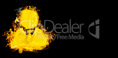 Composite image of symbol of businessman on fire