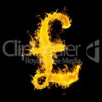 Composite image of british pound on fire