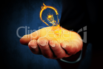 Composite image of mid section of a businessman with hands out