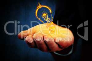 Composite image of mid section of a businessman with hands out